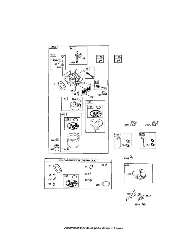 Carburator Diagram and Parts List for 331800-0036-E1  Briggs and Stratton Engine
